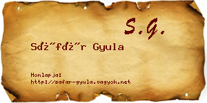 Sáfár Gyula névjegykártya